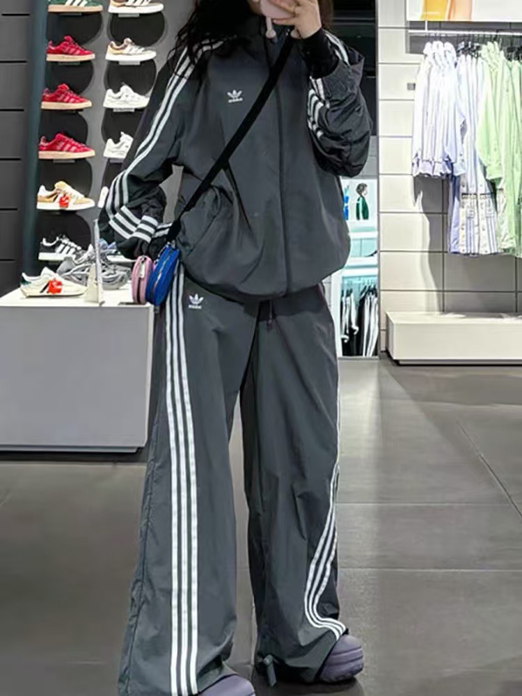 adidas トレーナー パンツ ウィードストリップ カジュアル 通勤 ブラック ダークグレー ナイロン - 画像 2