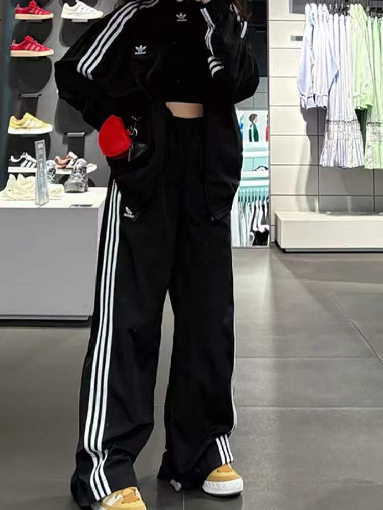 adidas トレーナー パンツ ウィードストリップ カジュアル 通勤 ブラック ダークグレー ナイロン - 画像 3