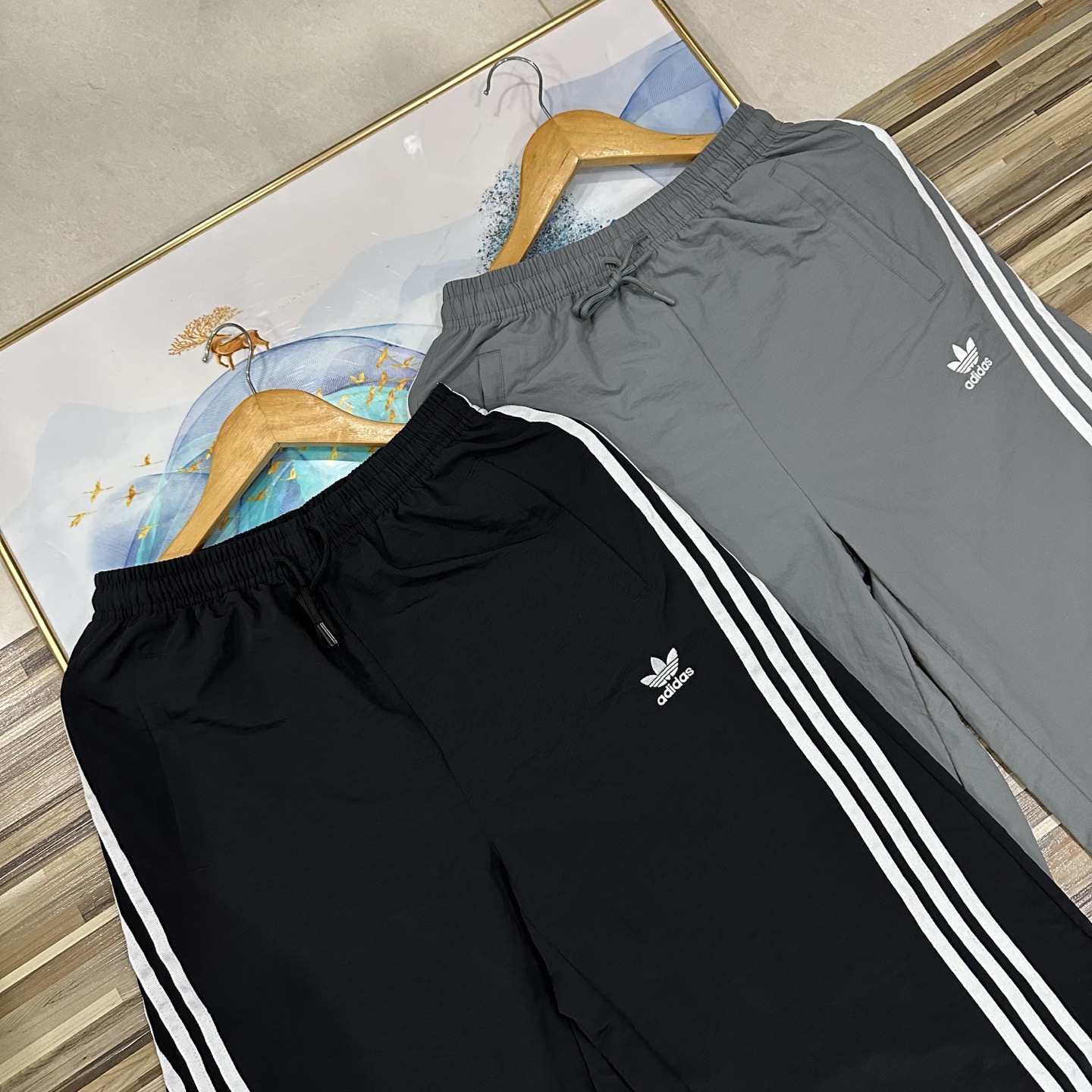adidas パンツ ウェア レギンス 3本ライン ファッション ブラック グレー ポリエステル - 画像 3