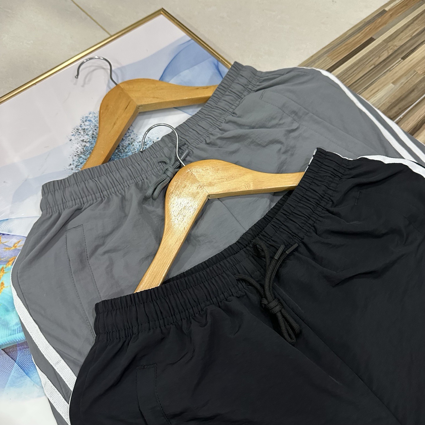 adidas パンツ ウェア レギンス 3本ライン ファッション ブラック グレー ポリエステル - 画像 5