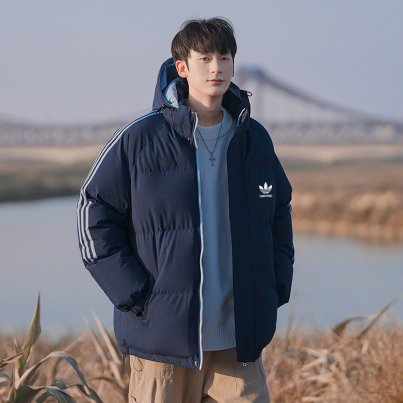 adidas トレンチジャケット 3ストライプス パufferジャケット 通勤カジュアル マルチカラー レザー調 - 画像 7