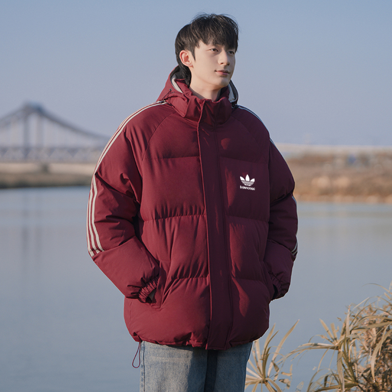 adidas トレンチジャケット 3ストライプス パufferジャケット 通勤カジュアル マルチカラー レザー調 - 画像 8