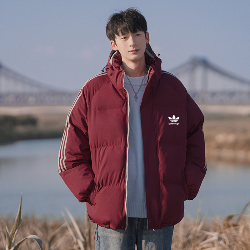 adidas トレンチジャケット 3ストライプス パufferジャケット 通勤カジュアル マルチカラー レザー調 - 画像 9