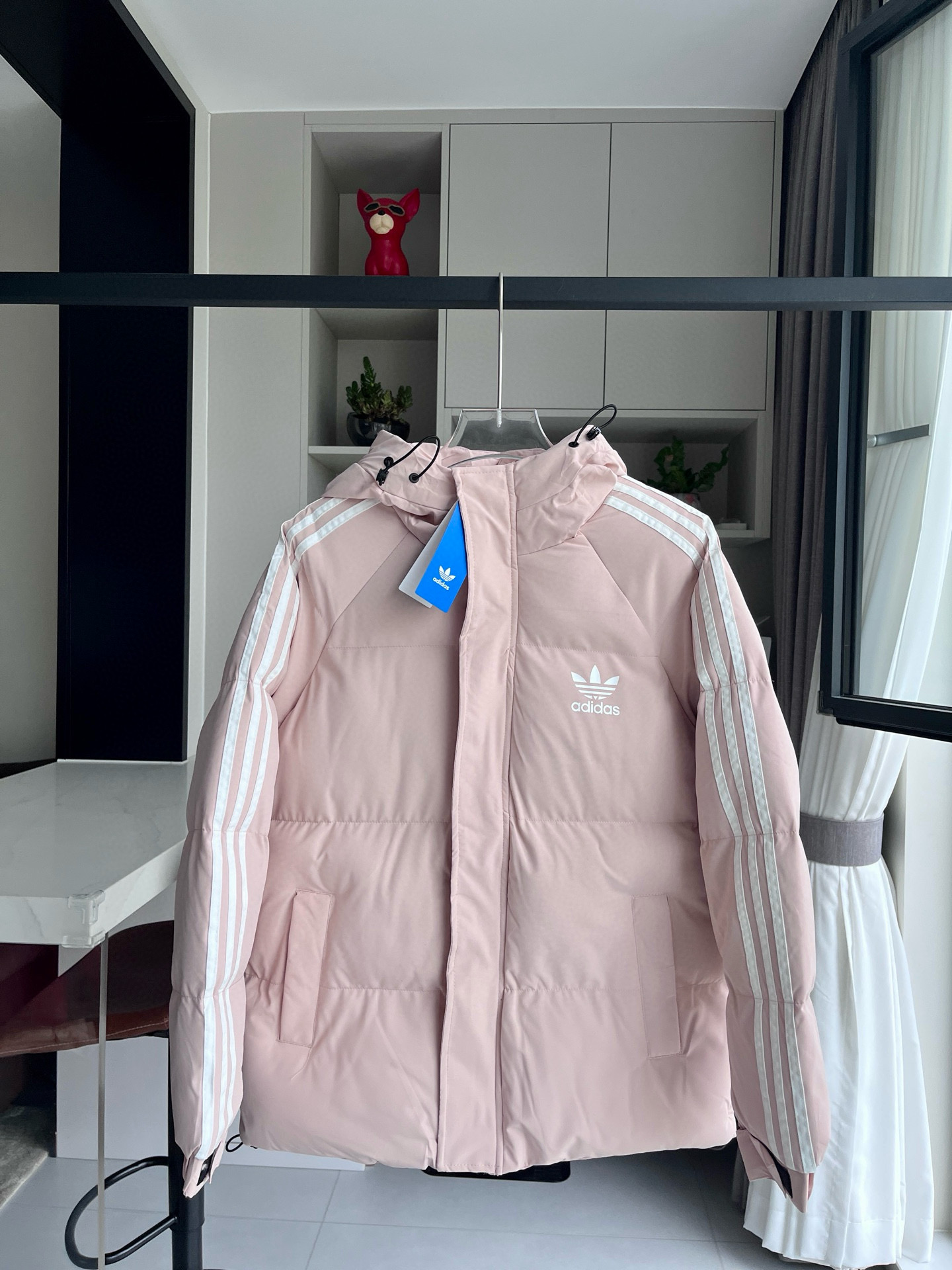 adidas ダウンジャケット 3ストライプス フード付き ミニサイズ パステルカラー展開 ポリエステル - 画像 3