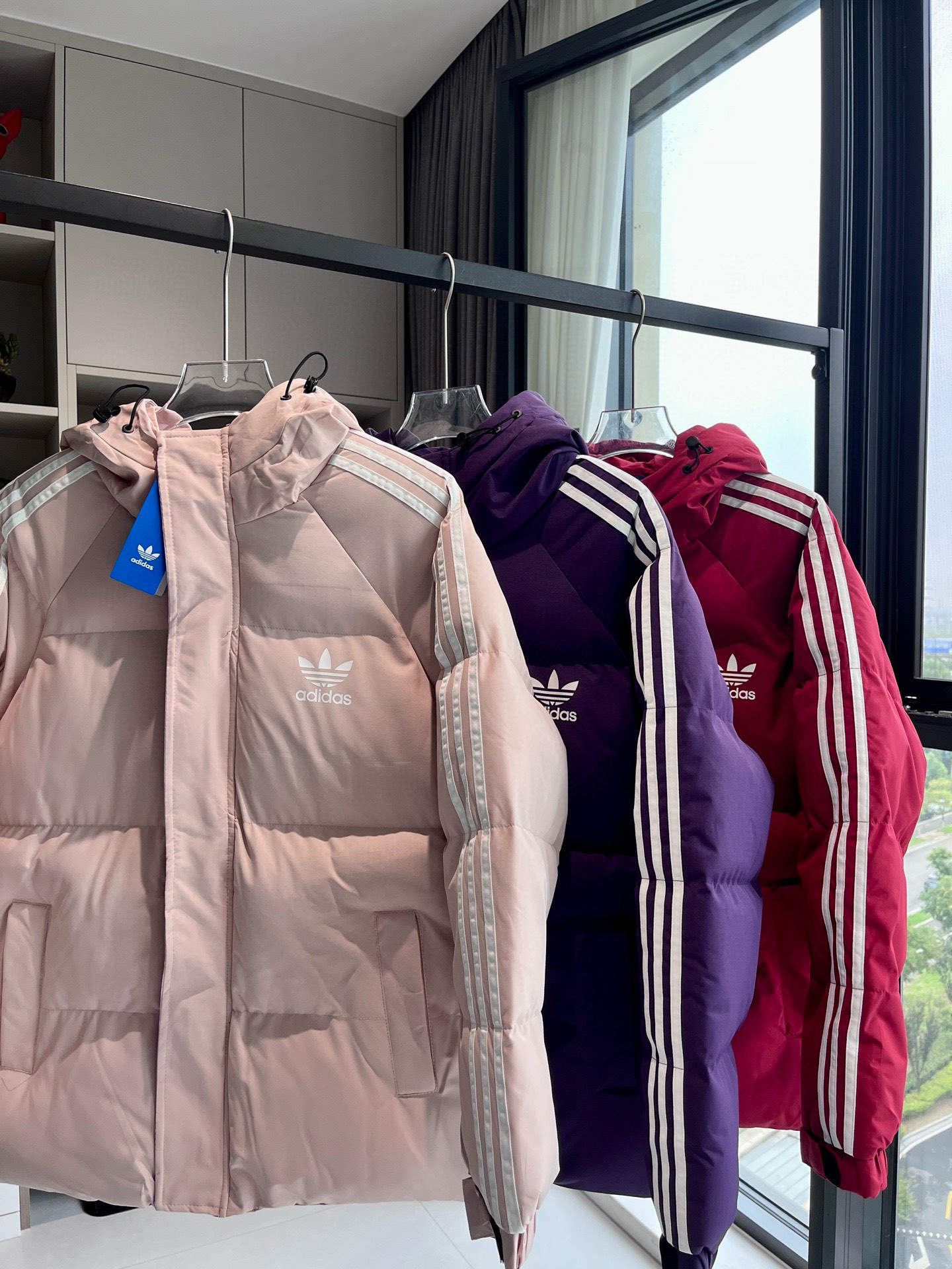 adidas ダウンジャケット 3ストライプス フード付き ミニサイズ パステルカラー展開 ポリエステル - 画像 7