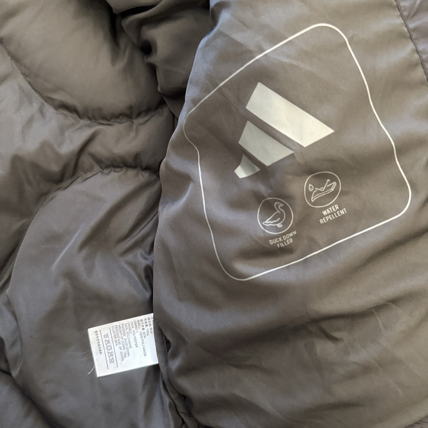 adidas ダウンジャケット 2WAY パフー ファッション通勤 防水加工 ブラック ホワイト レザー調 - 画像 4