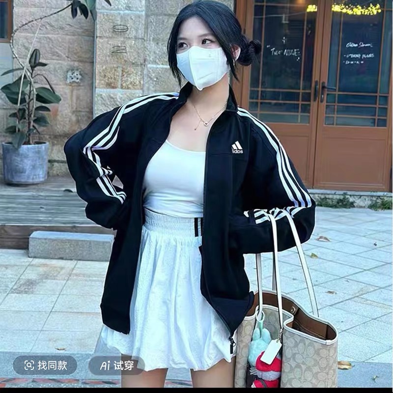 adidas ジャケット トラックジャケット 3ストライプス 通勤カジュアル ブラック ネイビー ポリエステル - 画像 5