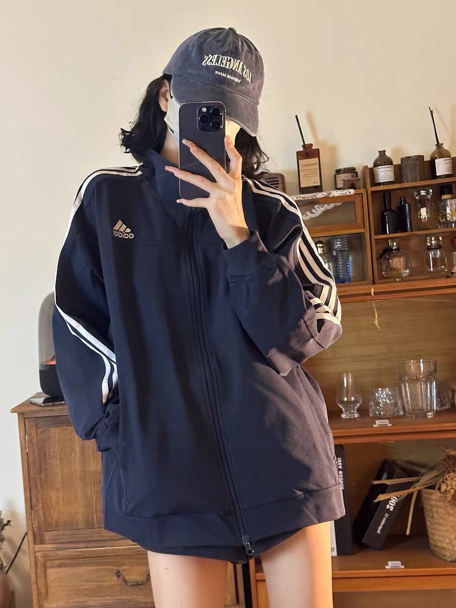 adidas ジャケット トラックジャケット 3ストライプス 通勤カジュアル ブラック ネイビー ポリエステル - 画像 6