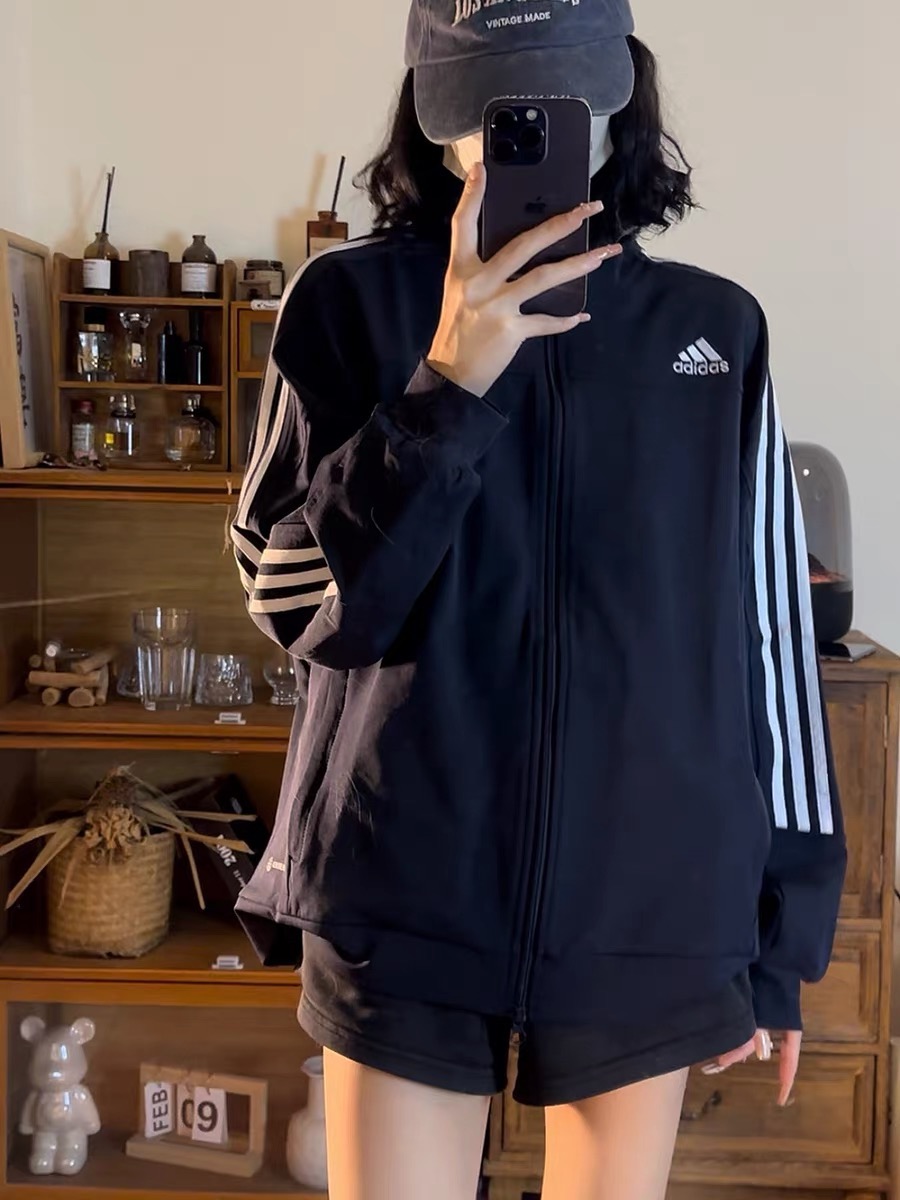 adidas ジャケット トラックジャケット 3ストライプス 通勤カジュアル ブラック ネイビー ポリエステル - 画像 8