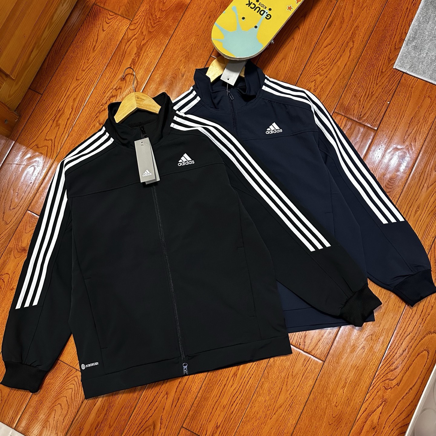 adidas ジャケット トラックジャケット 3ストライプス 通勤カジュアル ブラック ネイビー ポリエステル - 画像 9