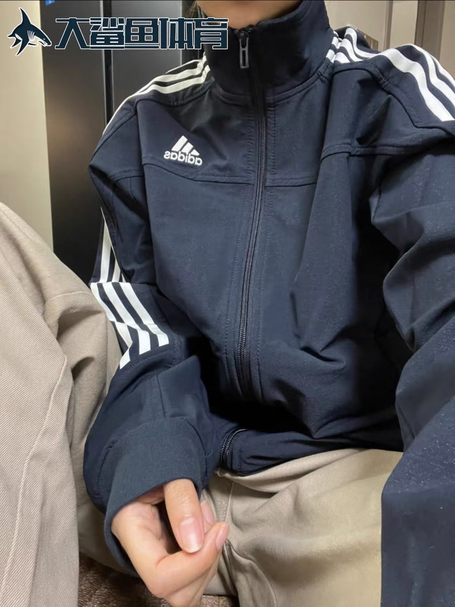 adidas トレーニングジャケット AEROREADY 3ストライプス 通勤カジュアル ブラック ネイビー ダークグレー ポリエステル - 画像 4