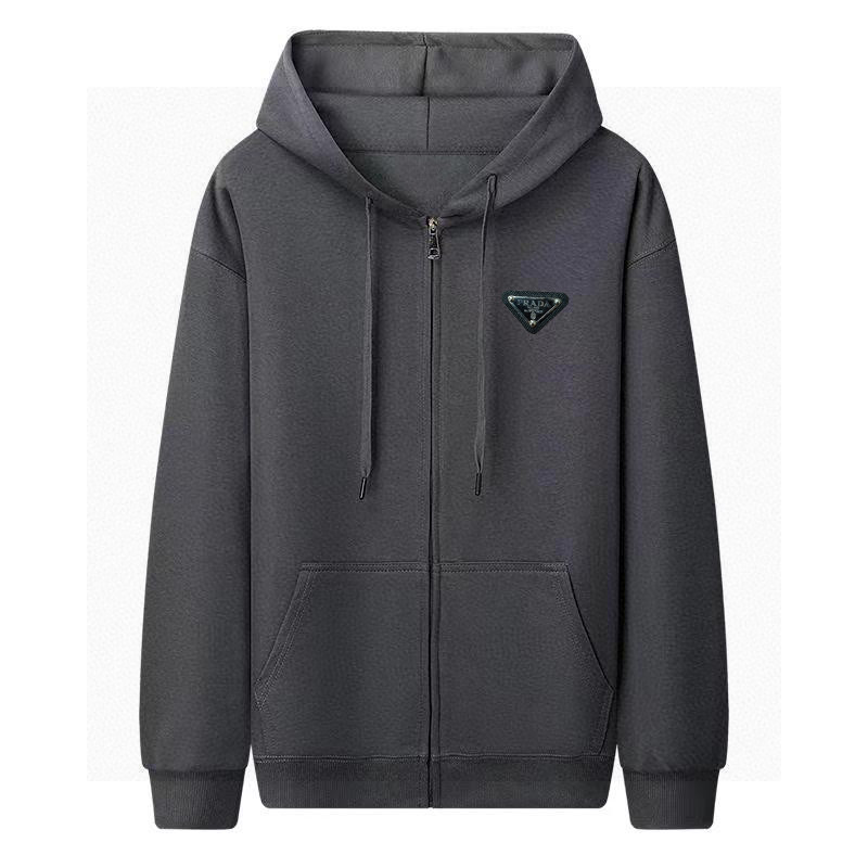 PRADA パーカー 2WAY フード付き ファッション カジュアル ブラック ホワイト グレー マルチカラー コットン混 - 画像 8