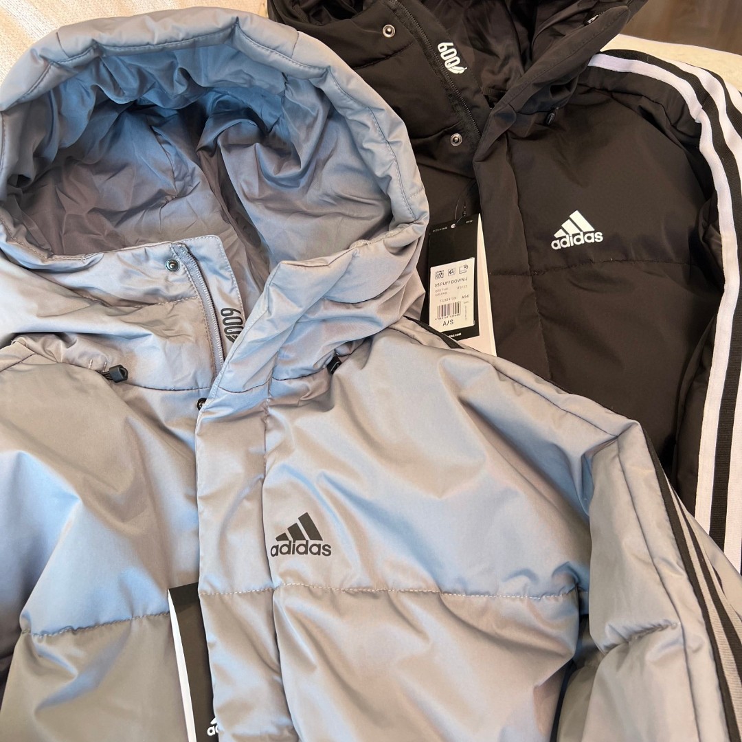 ADIDAS ダウンジャケット ロング丈 男女兼用 2WAY ファッション 通勤 旅行 グレー ブラック - 画像 9