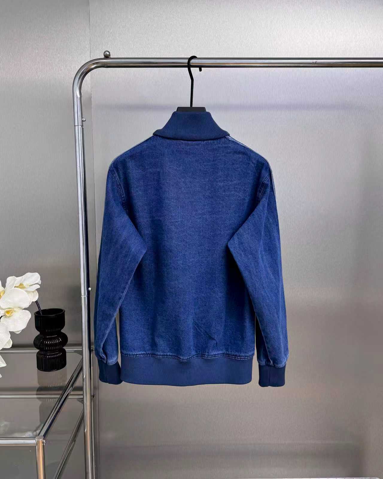 ADIDAS トレーナージャケット デニム素材 3本線デザイン カジュアル通勤 ブルーカラー - 画像 6