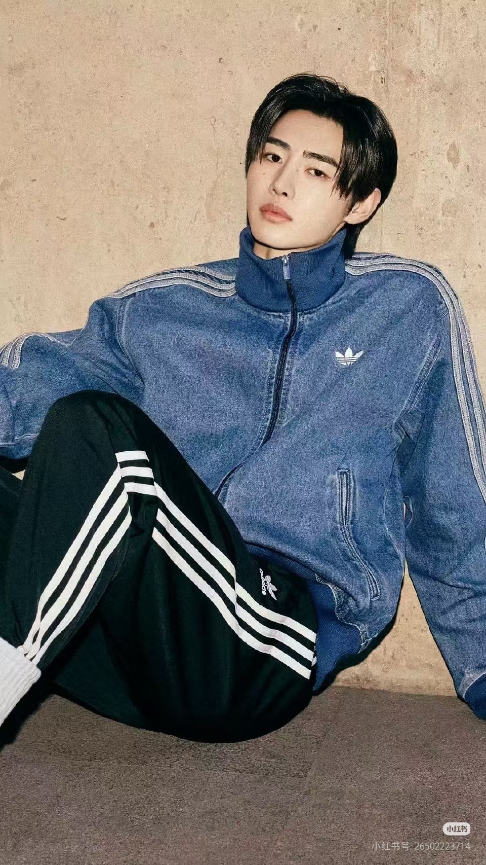 ADIDAS トレーナージャケット デニム素材 3本線デザイン カジュアル通勤 ブルーカラー - 画像 8