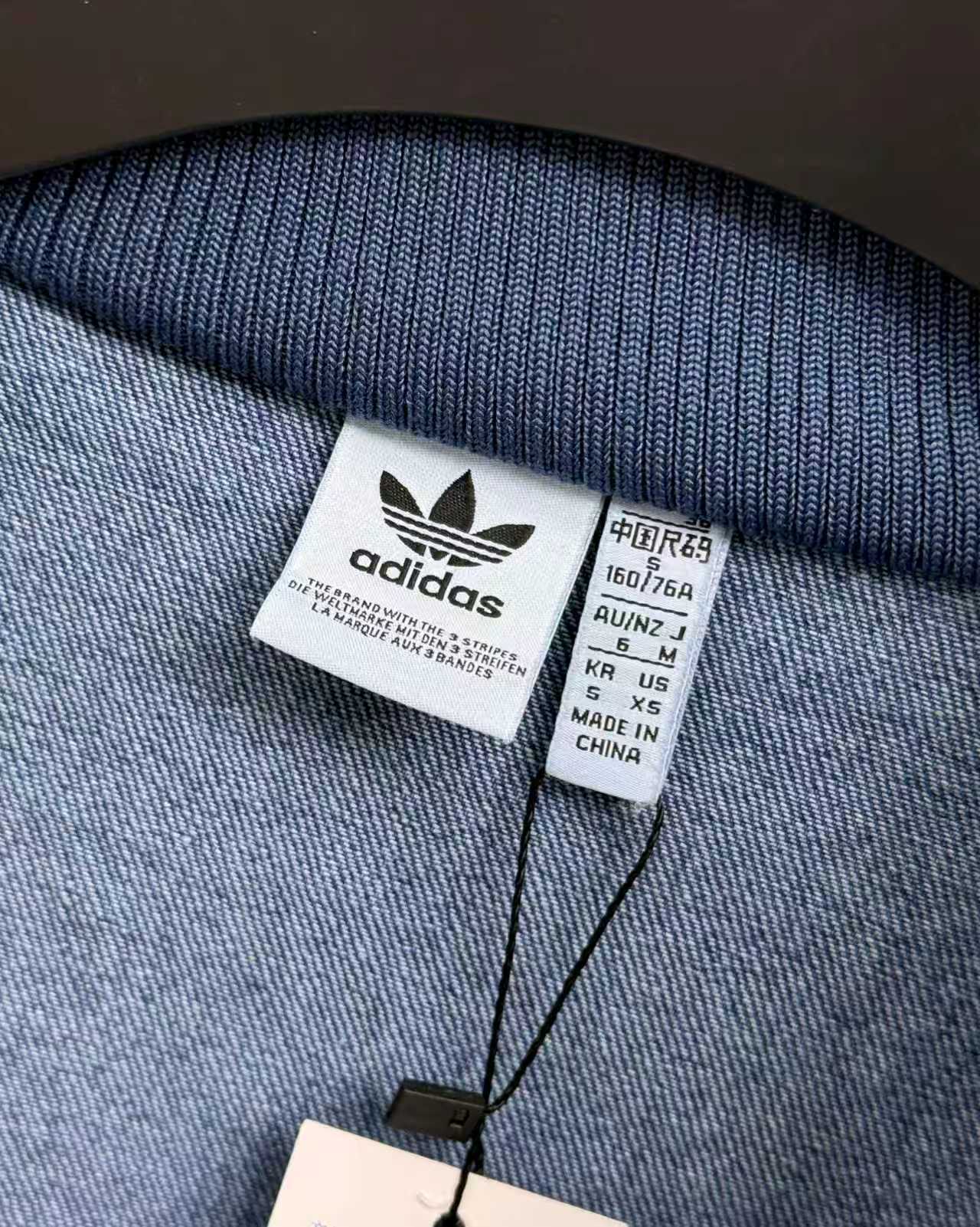 adidas ジャケット デニム素材 3本線デザイン 通勤カジュアル ブルー - 画像 3