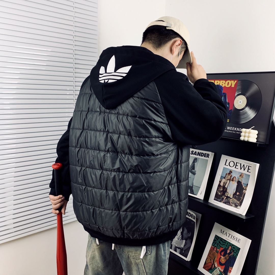 adidas ダウンベスト マウンテンパーカー オーバーサイズ ブラック パーフェクトフィット 軽量 ポリエステル - 画像 5