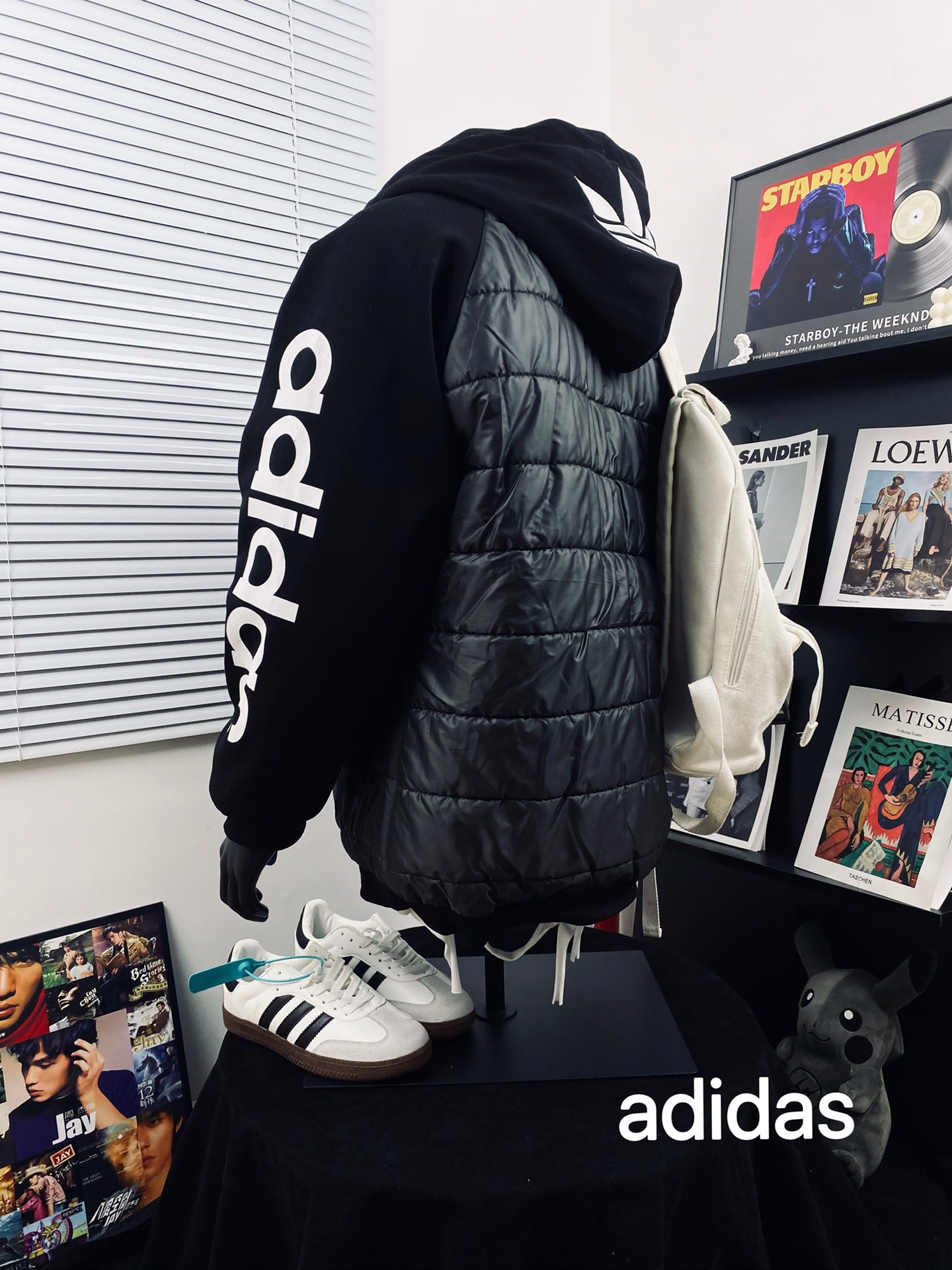 adidas ダウンベスト パーカー 2WAY フード付き ブラック/ブラック - 画像 2