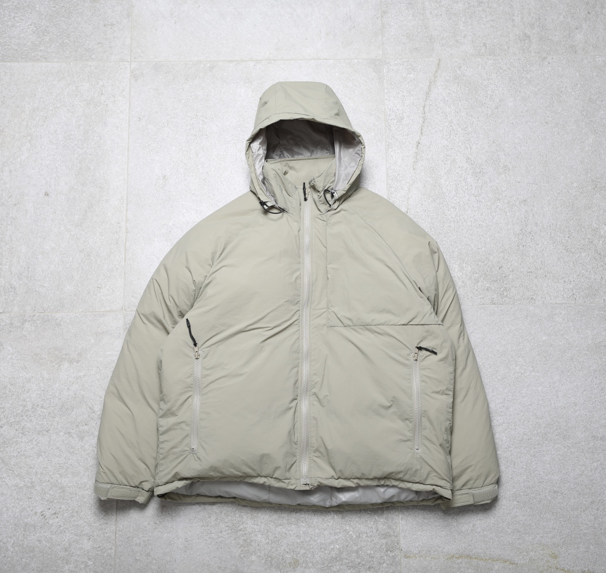 00267 ダウンジャケット 2WAY オーバーサイズ フード付き ブラック｜ベージュ ナイロン - 画像 9