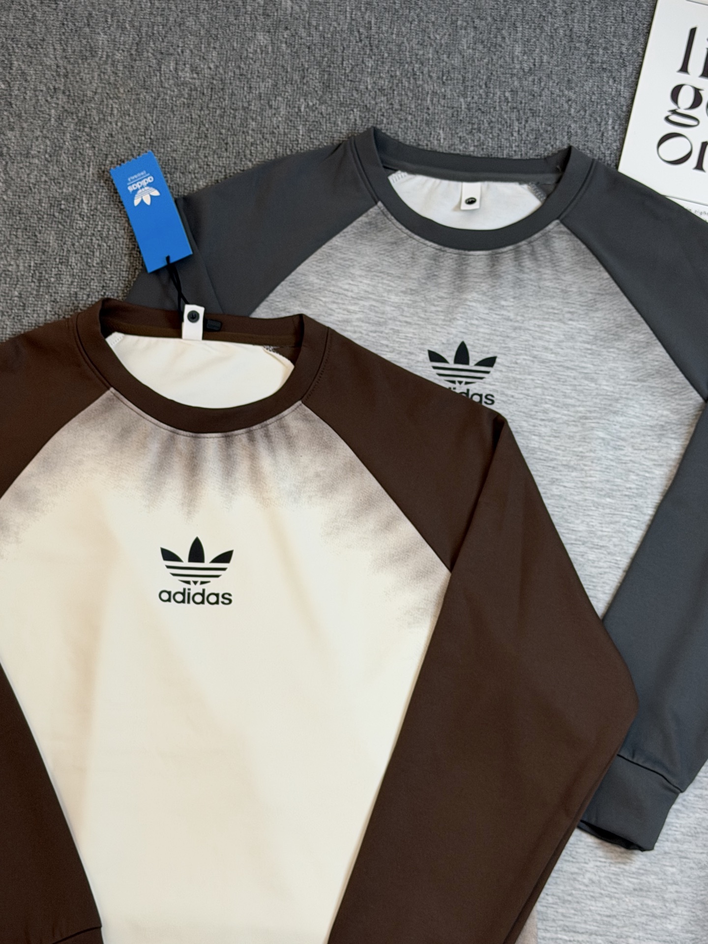 adidas ロンT ラグラン スポーツウェア 通勤カジュアル ブラック/ブラウン/グレー キャンバス - 画像 3