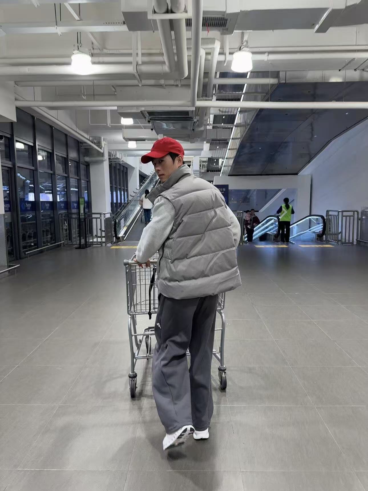 ADIDAS トレーナーパンツ ワイドルーズ ファッションカジュアル ミニロゴ ブラック ダークグレー カンバス - 画像 5