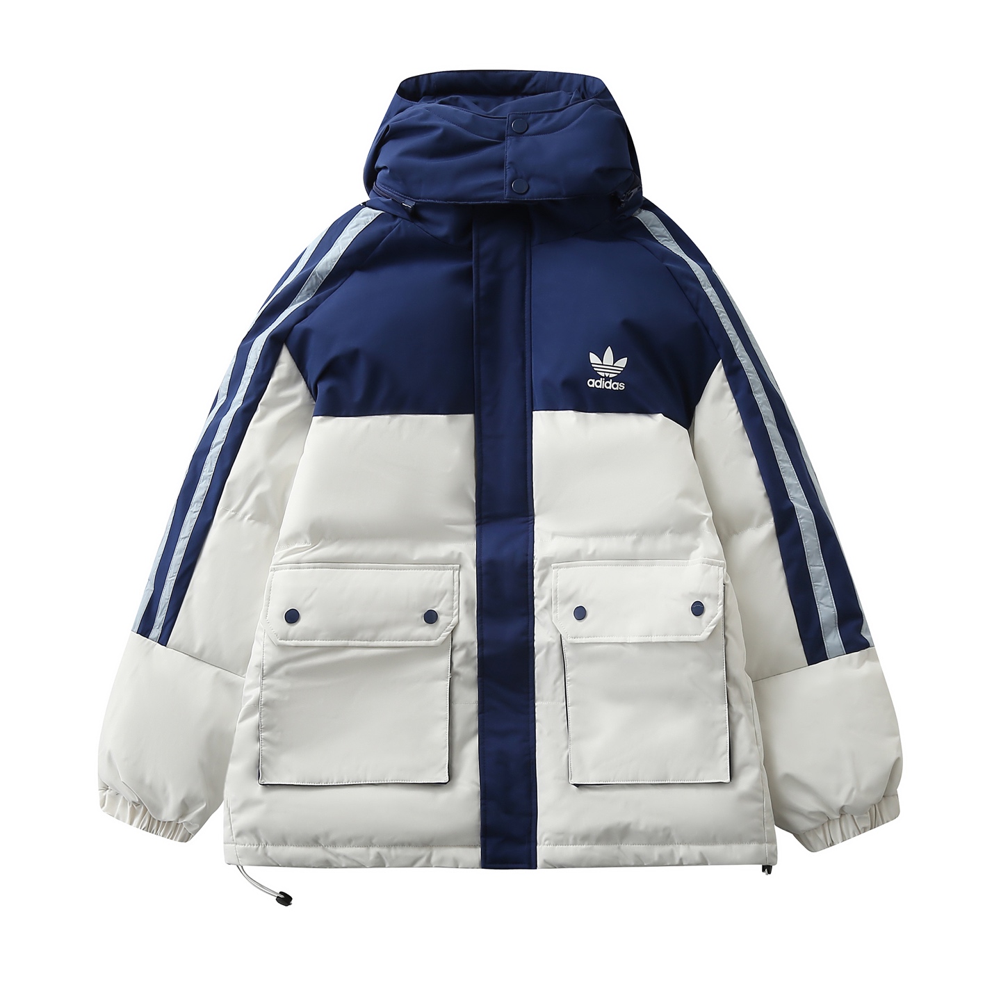 adidas パufferジャケット カジュアル 2WAY マルチカラー 3ストライプス レザー調素材 - 画像 4