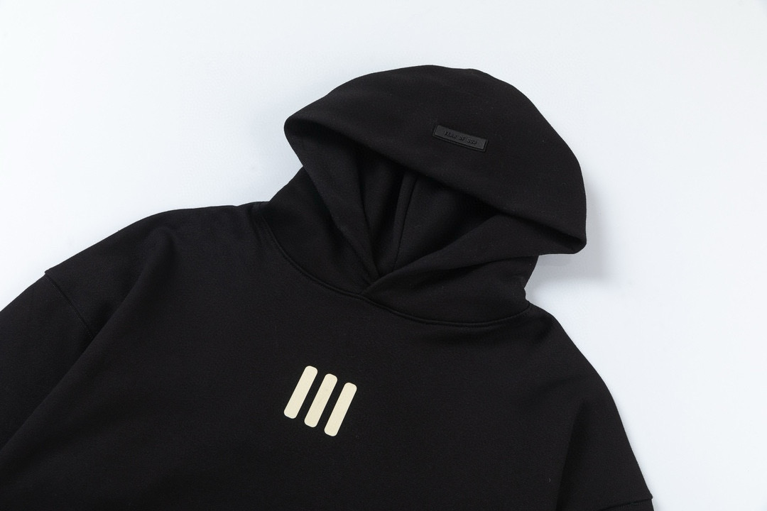 FEAR OF GOD ESSENTIALS パーカー 3本線ロゴ オーバーサイズ デザイン 通勤カジュアル ブラック ホワイト グレー カラー展開 - 画像 2
