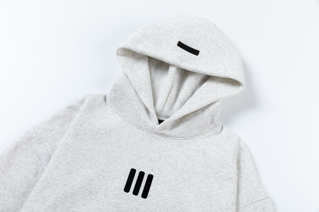 FEAR OF GOD ESSENTIALS パーカー 3本線ロゴ オーバーサイズ デザイン 通勤カジュアル ブラック ホワイト グレー カラー展開 - 画像 9