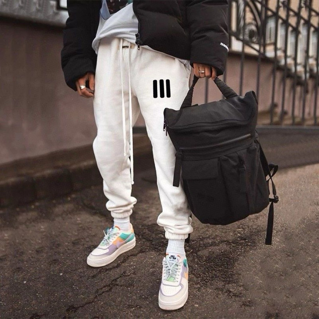 FOG パンツ スウェットパンツ 3本線デザイン カジュアル 通勤 伸縮性 ブラック ホワイト グレー マルチカラー - 画像 2