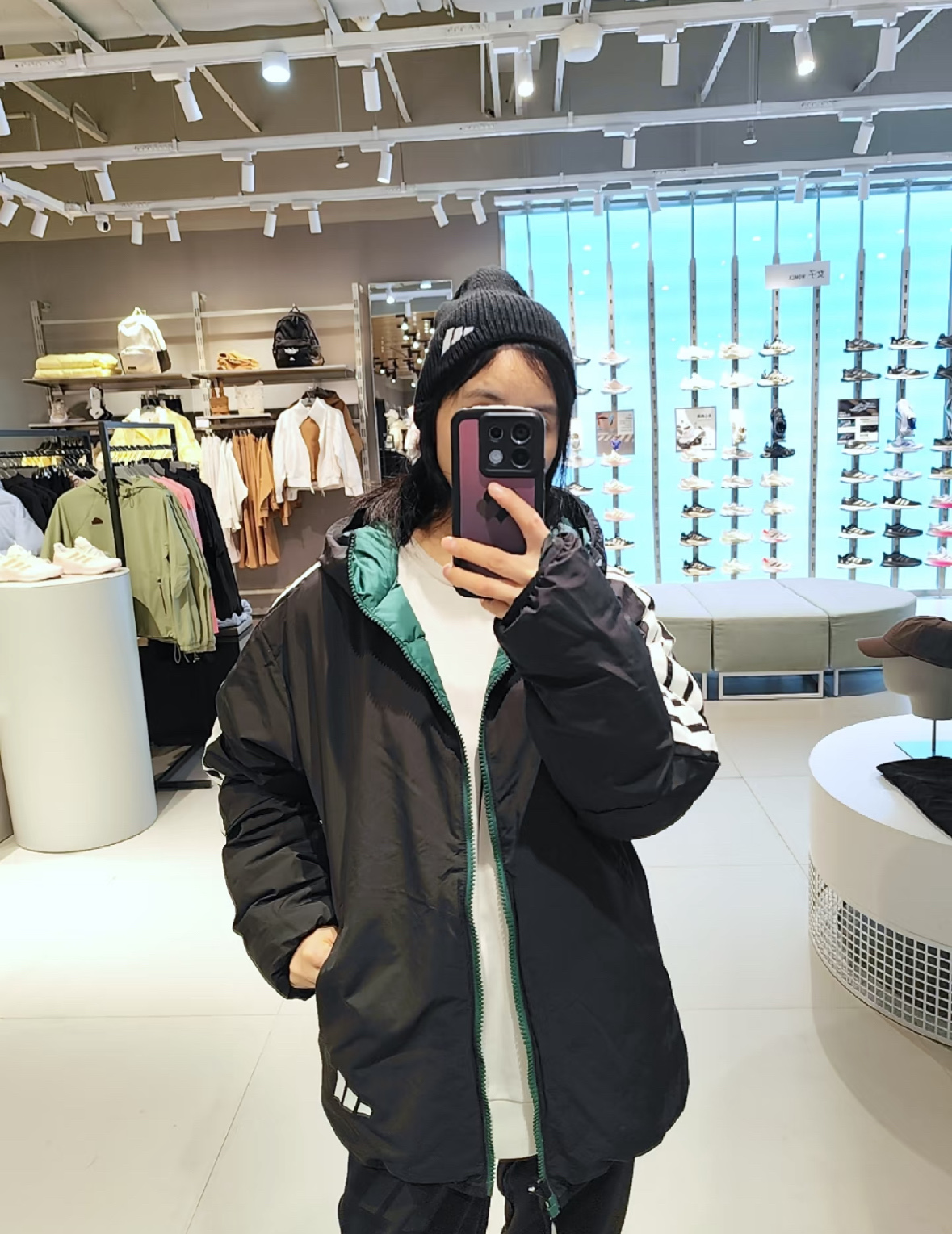 ADIDAS ダウンジャケット パーカー 2WAY 通勤カジュアル ミニサイズ マルチカラー - 画像 2