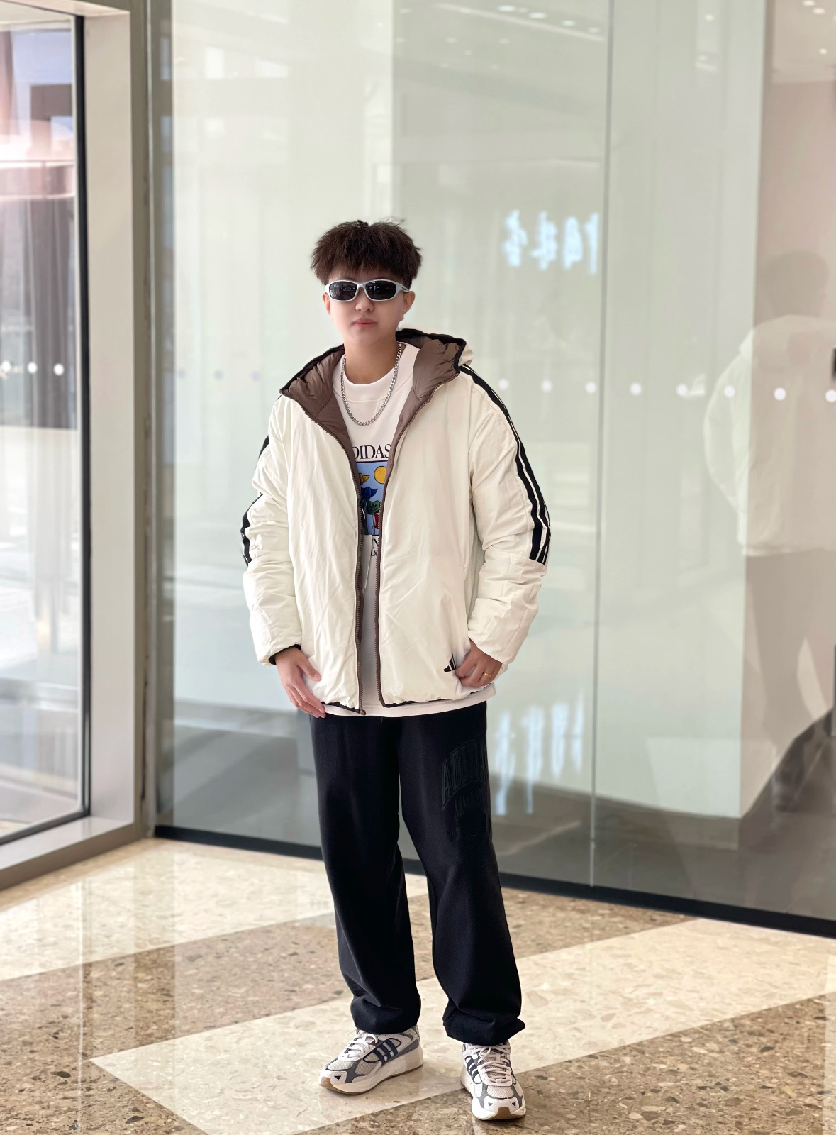 ADIDAS ダウンジャケット パーカー 2WAY 通勤カジュアル ミニサイズ マルチカラー - 画像 4