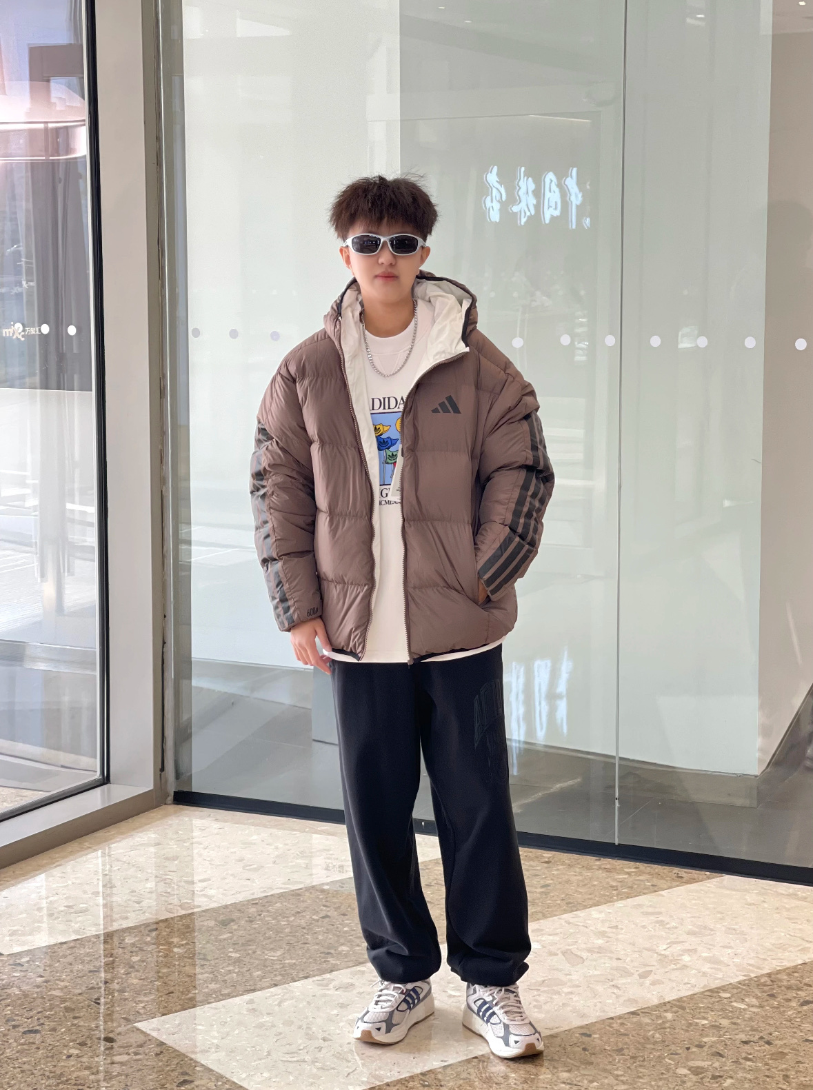 ADIDAS ダウンジャケット パーカー 2WAY 通勤カジュアル ミニサイズ マルチカラー - 画像 5