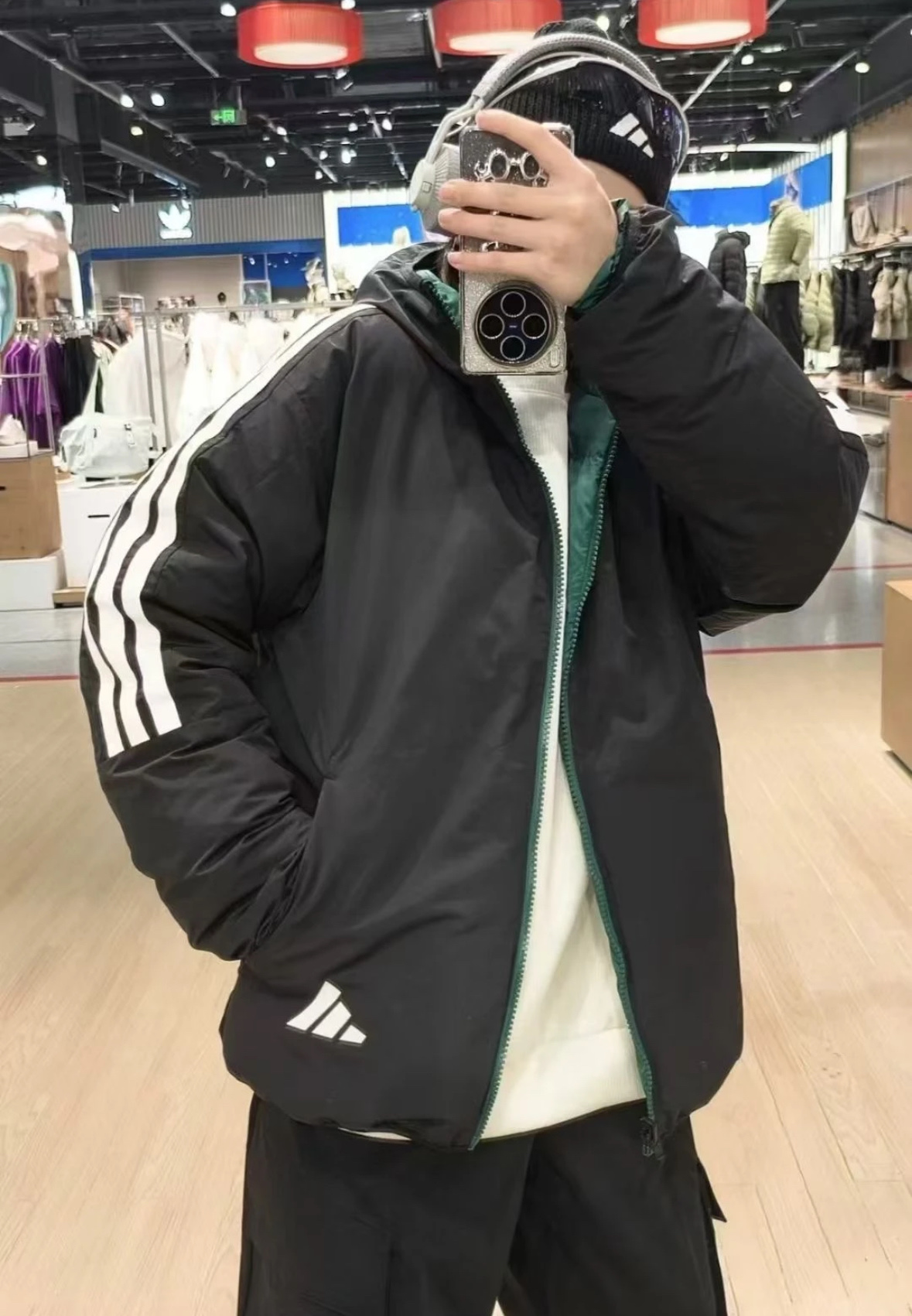 ADIDAS ダウンジャケット パーカー 2WAY 通勤カジュアル ミニサイズ マルチカラー - 画像 7