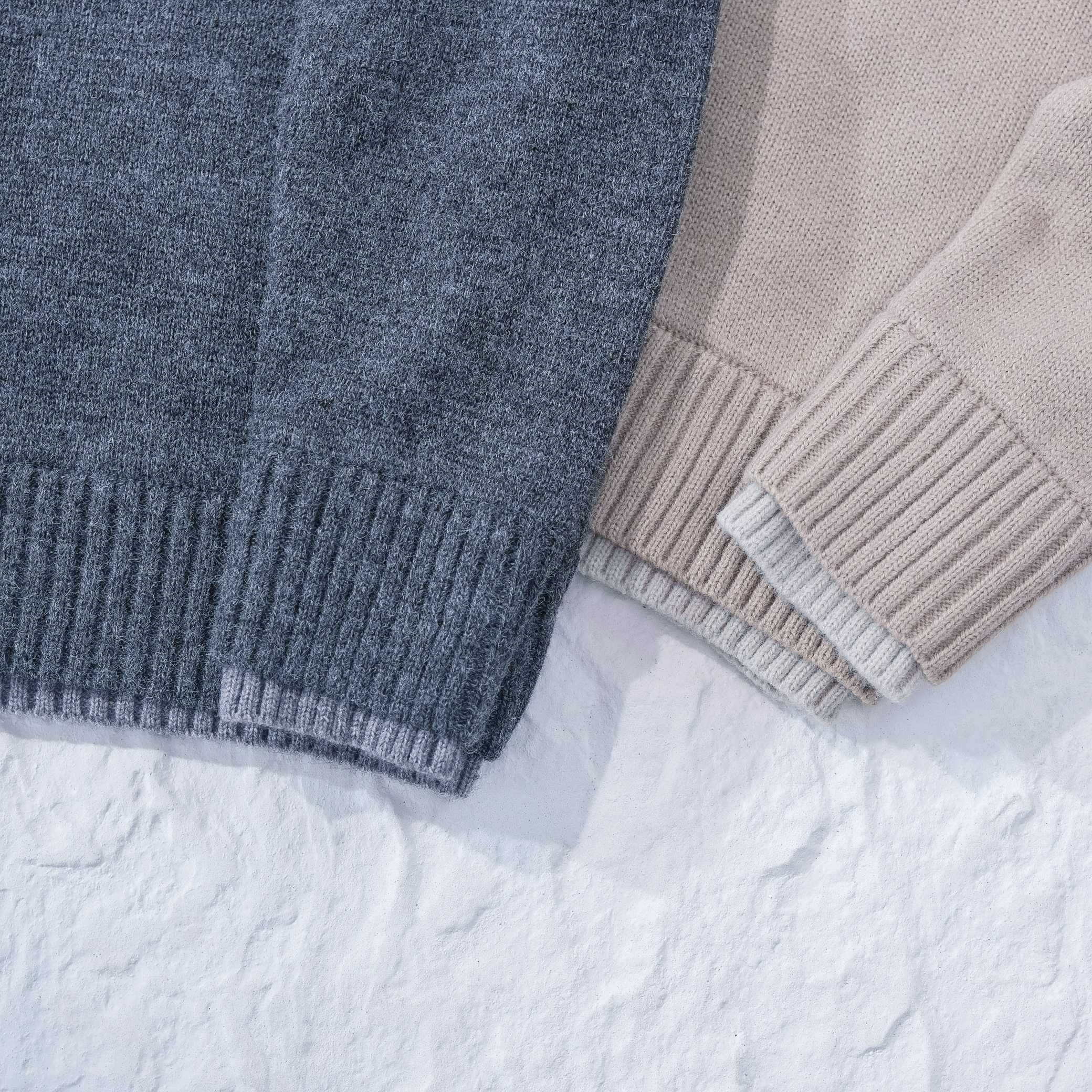 PRADA ニット ジャケット ロゴパッチ付 ポロカラー メンズ ブラック/グレー/ベージュ レザー付き - 画像 4