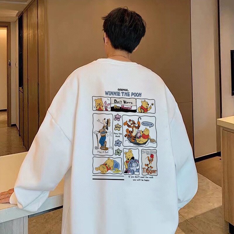 adidas スウェットシャツ ワinnie the Pooh コラボ バックプリント ロゴ付き ブラック ホワイト - 画像 8