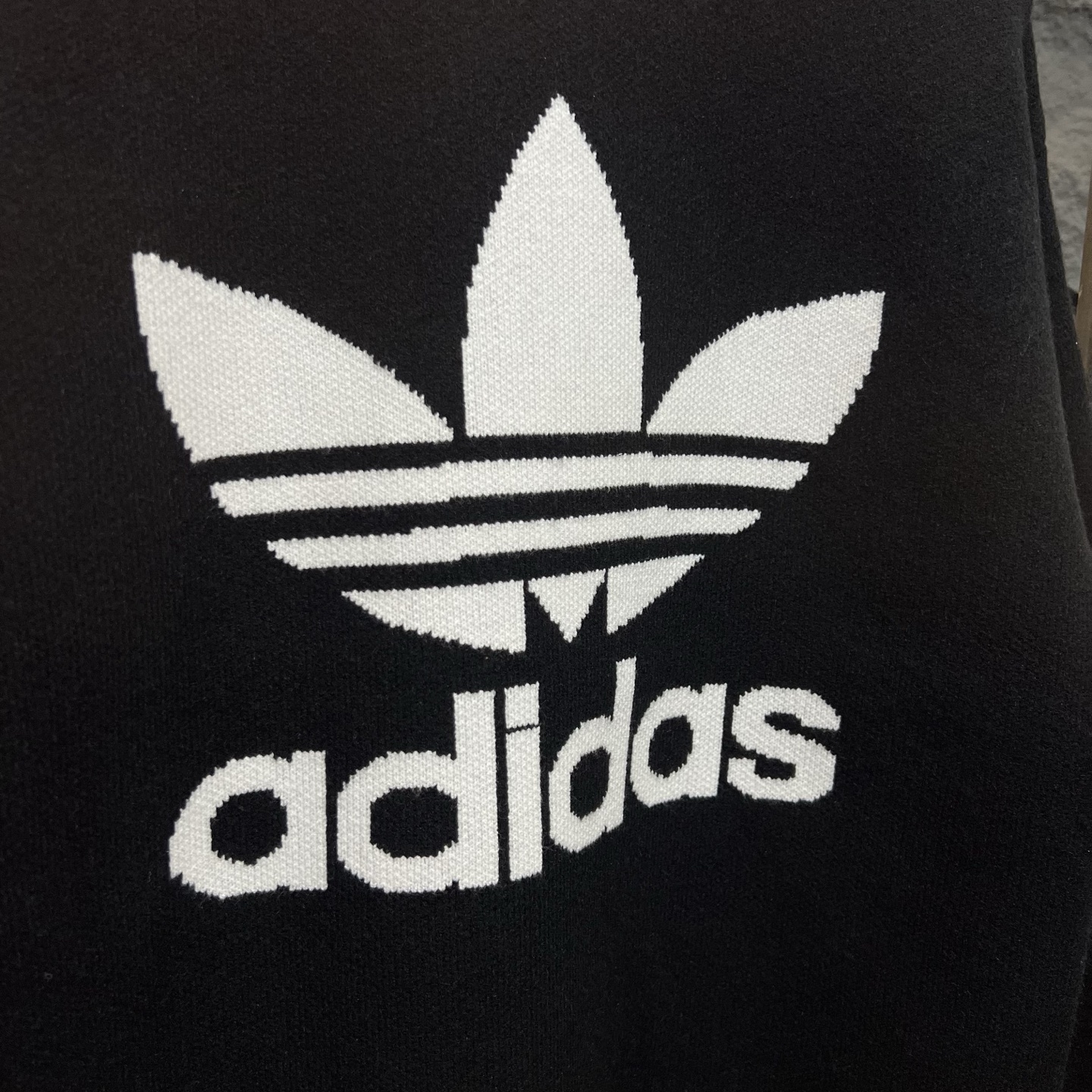 adidas セーター ロゴ編み込み ブラック 100%コットン 通勤カジュアル - 画像 5