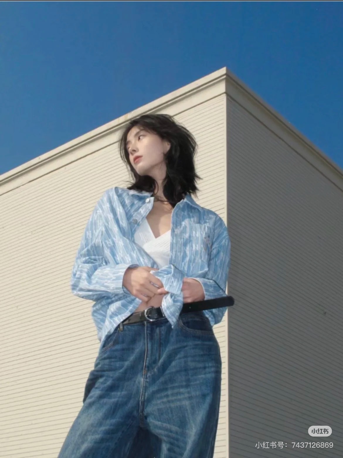 MLB メンズシャツ ロゴプリント オーバーサイズ 2WAYカジュアル ブルー｜ホワイト レーヨン混 - 画像 3