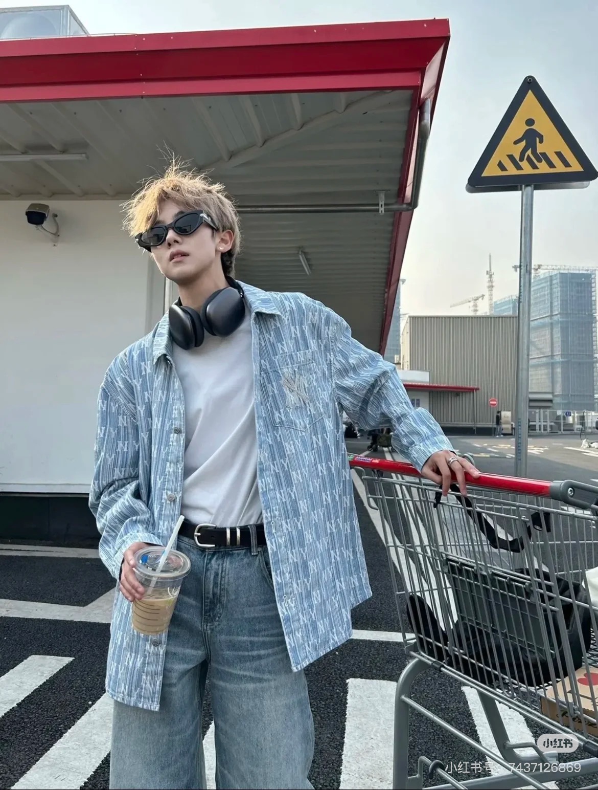 MLB メンズシャツ ロゴプリント オーバーサイズ 2WAYカジュアル ブルー｜ホワイト レーヨン混 - 画像 7