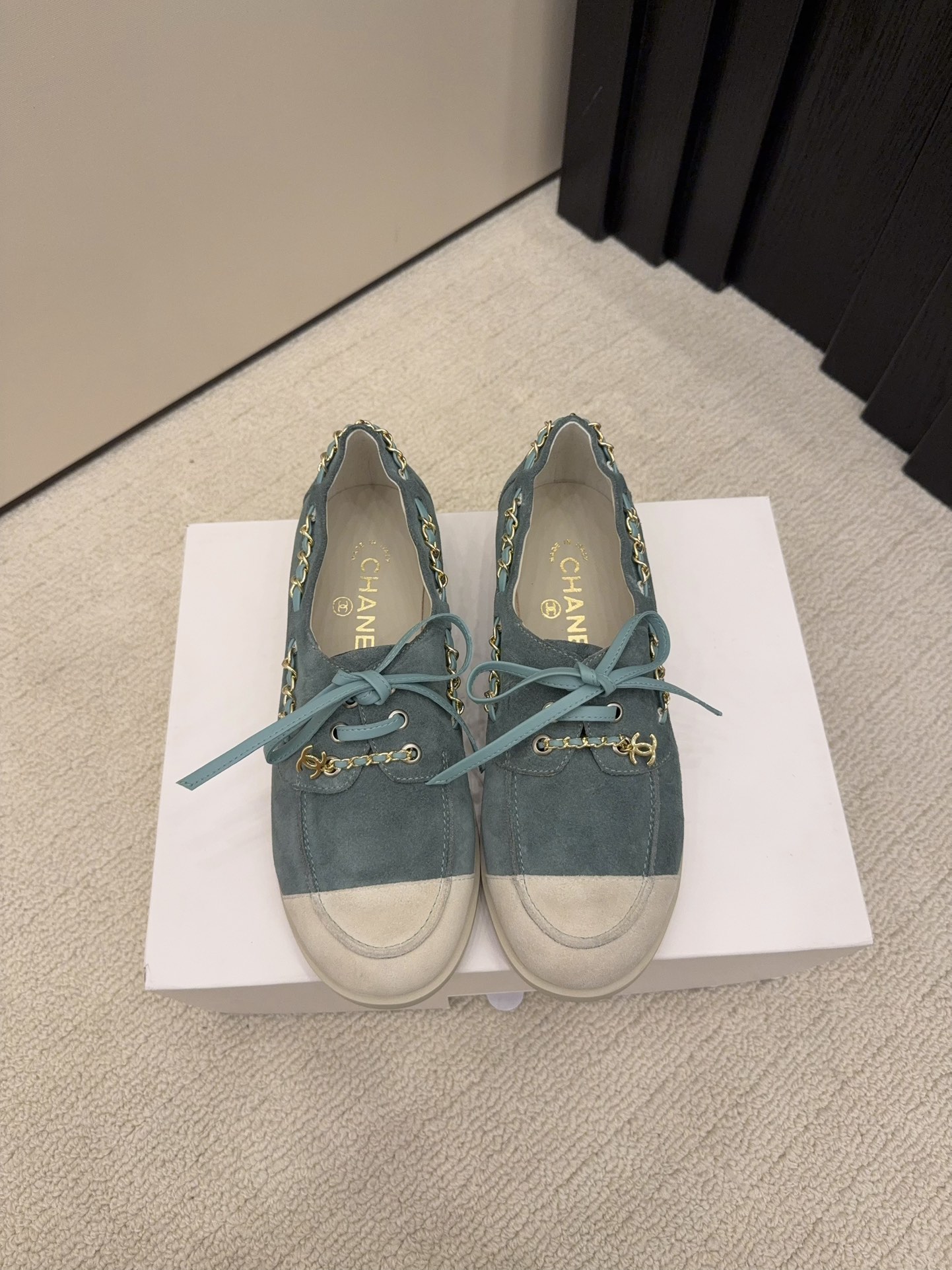 シャネル チャンルーズ レディース メンズ 兼用 ローファー 通勤 通学 2WAY 軽量 ブルー