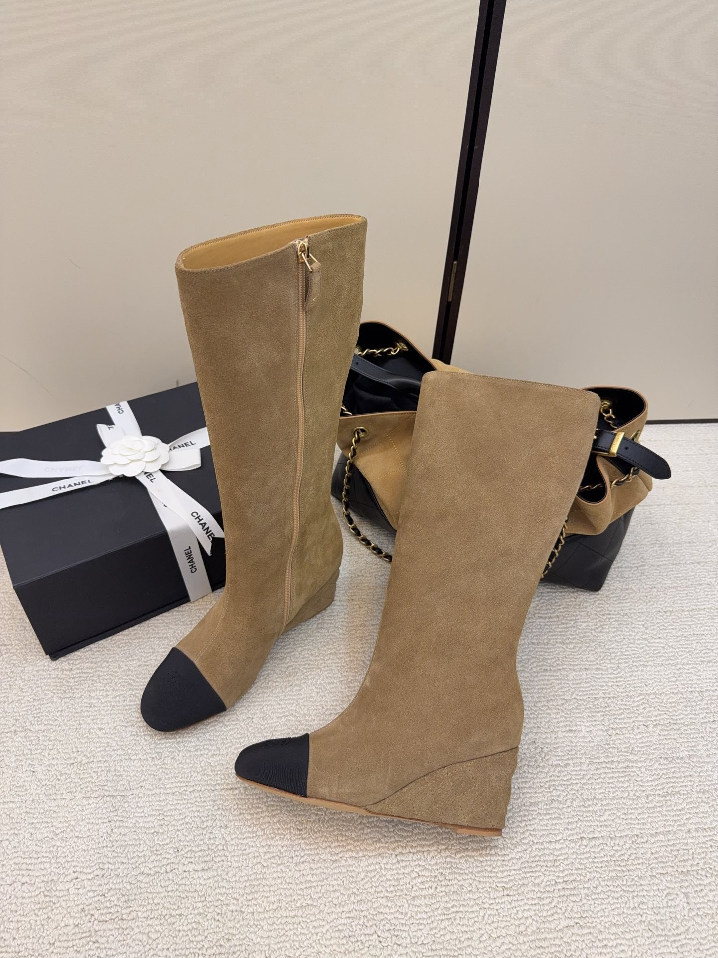 シャネル ショートブーツ レディース メンズ 兼用 通勤 通学 シンプル ベージュ 黒 37C - 画像 3
