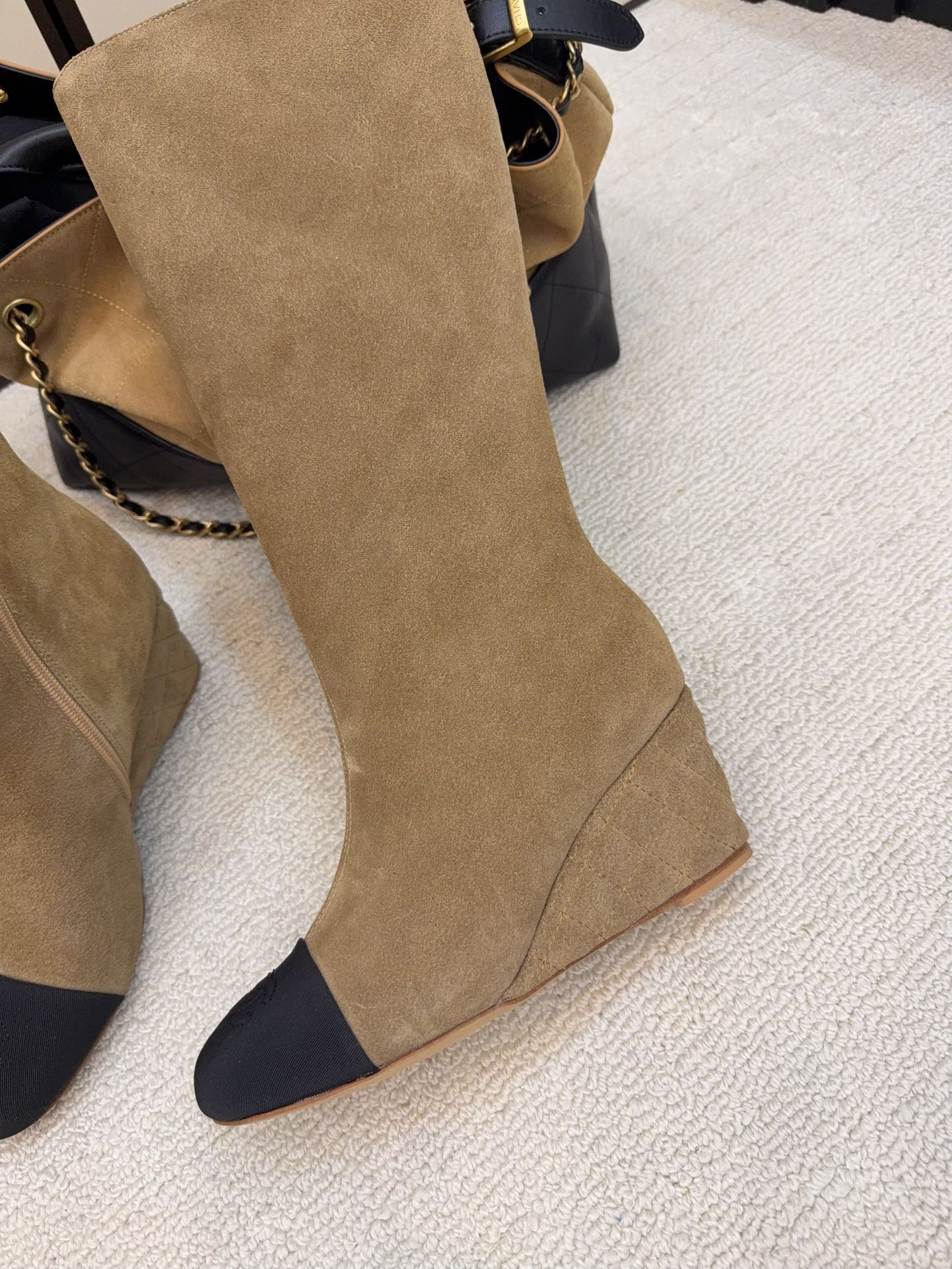 シャネル ショートブーツ レディース メンズ 兼用 通勤 通学 シンプル ベージュ 黒 37C - 画像 4