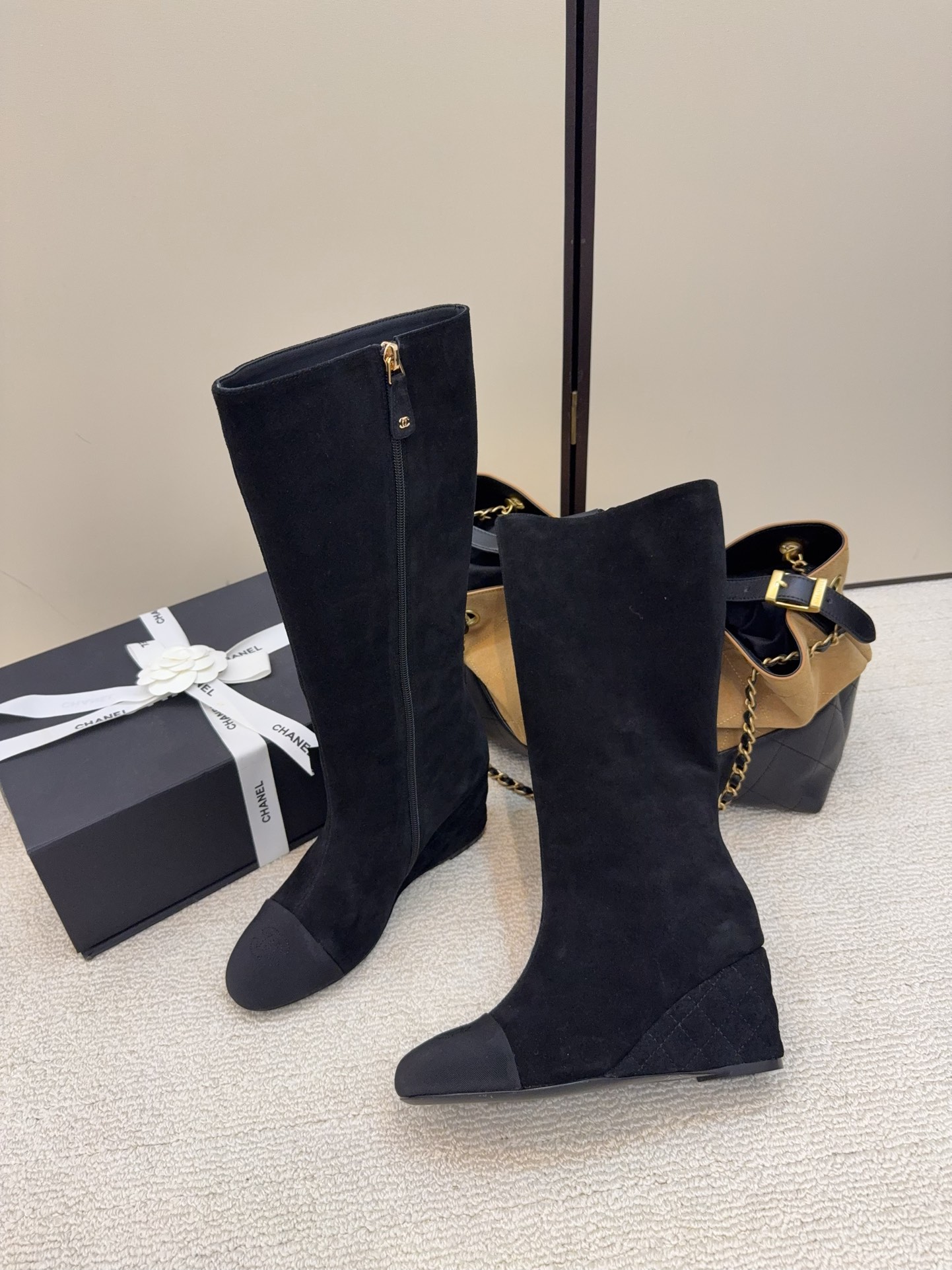 シャネル ブーツ レディース メンズ 兼用 通勤 通学 レトロ 黒 37 - 画像 4