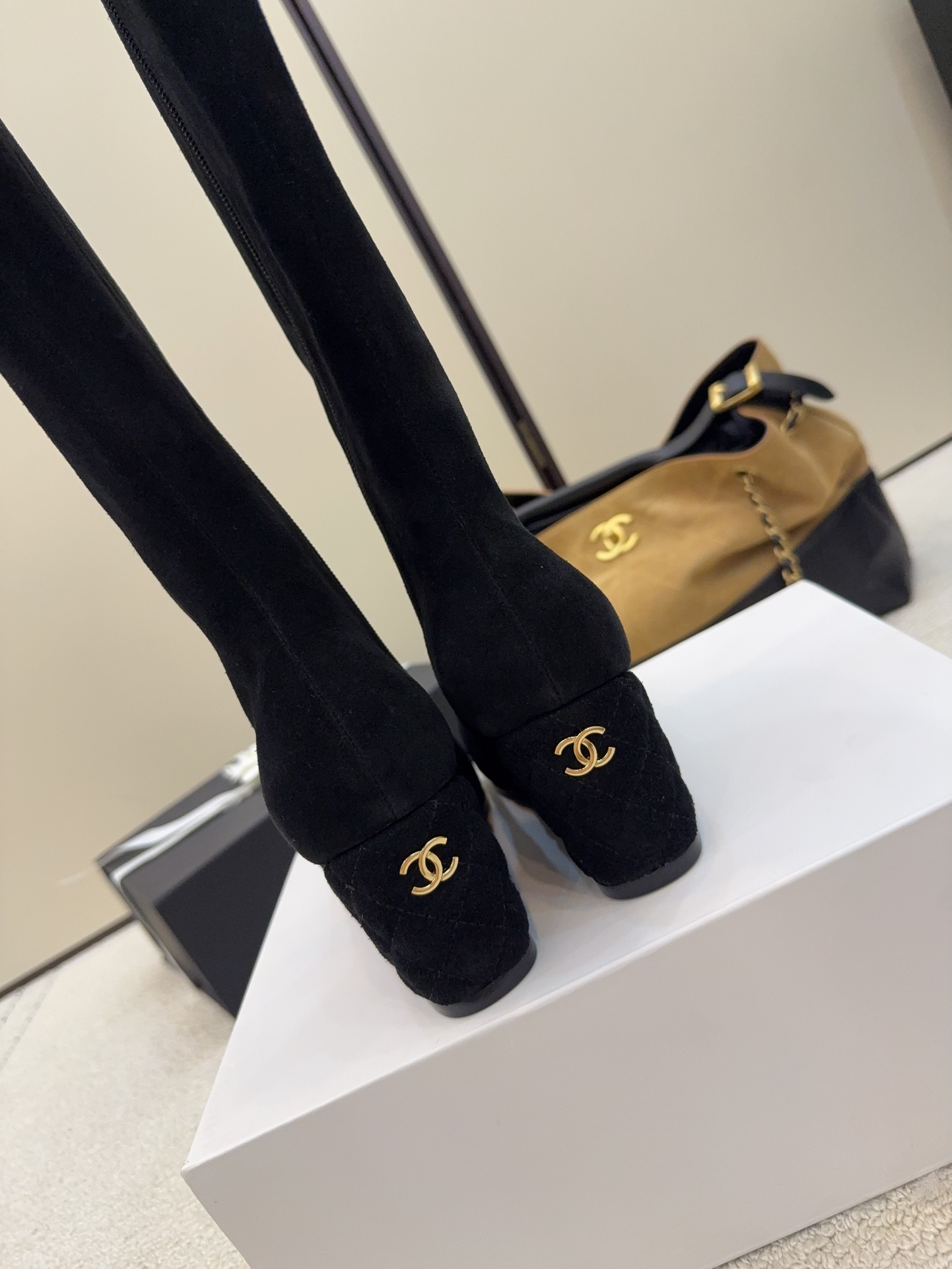 シャネル ブーツ レディース メンズ 兼用 通勤 通学 レトロ 黒 37 - 画像 8