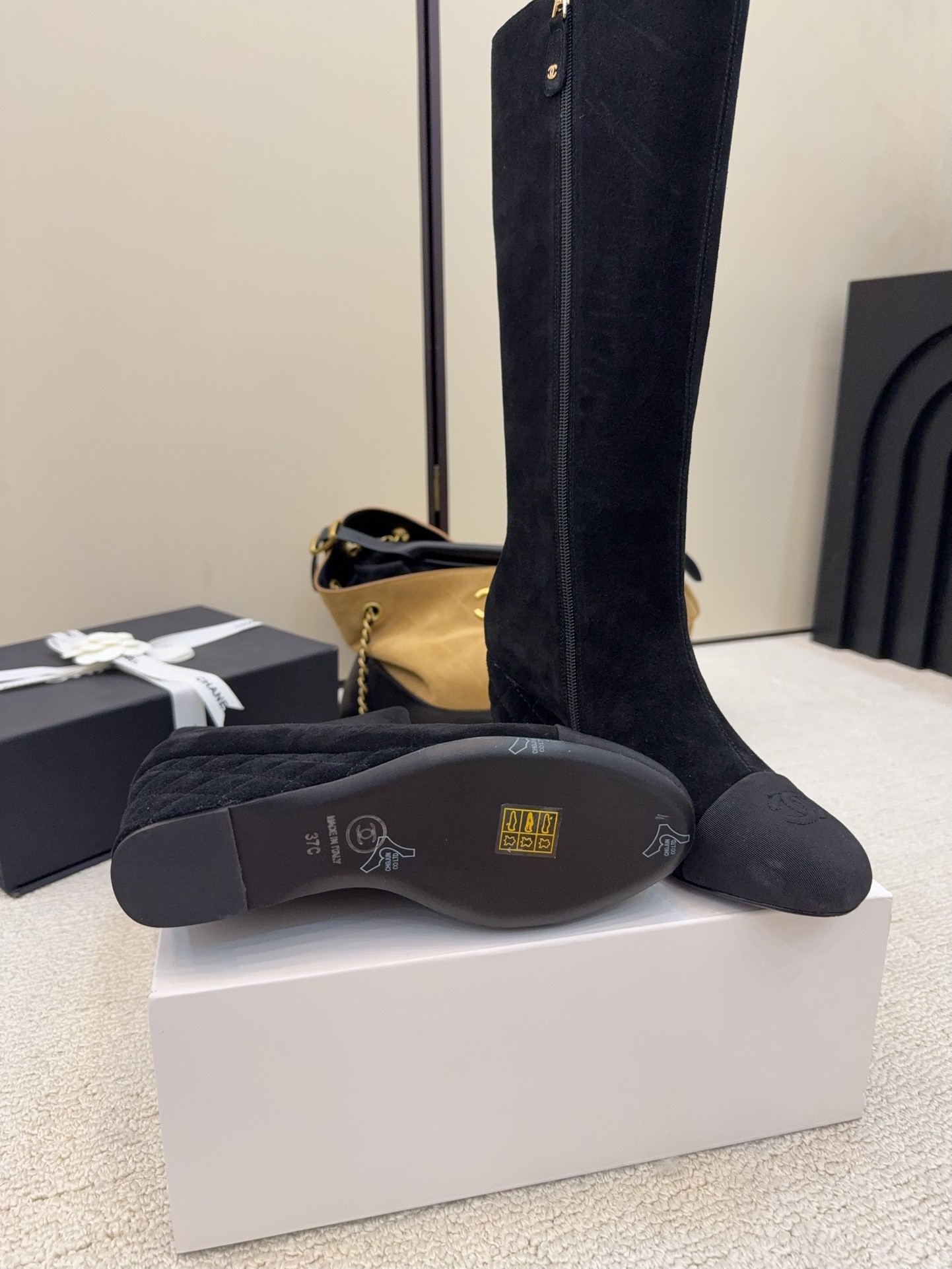 シャネル ブーツ レディース メンズ 兼用 通勤 通学 レトロ 黒 37 - 画像 9