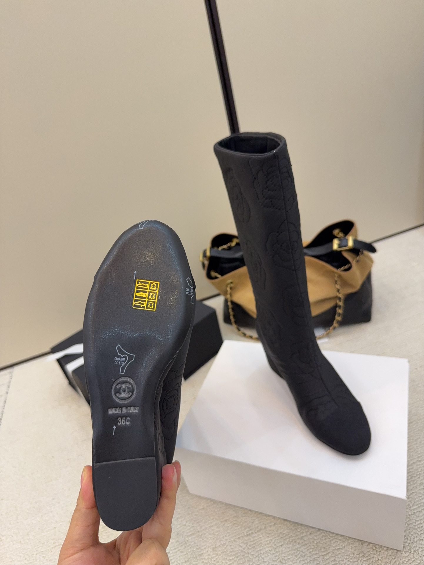 シャネル シャネル ロングブーツ レディース メンズ兼用 通勤 通学 北欧風 レトロ 黒 38C - 画像 8