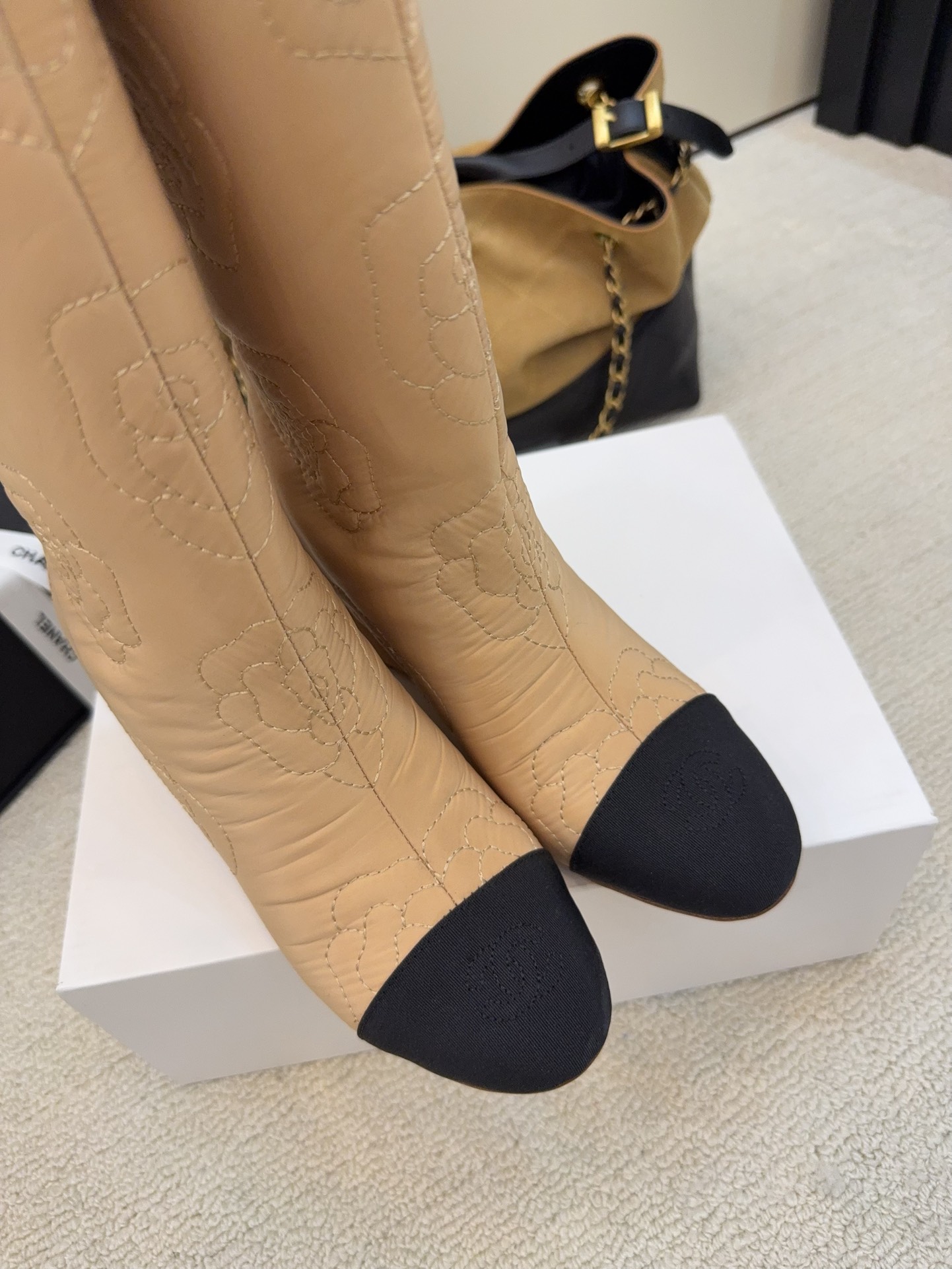 シャネル シューズ 長靴 レディース メンズ 兼用 シンプル レトロ ベージュ 黒 37C - 画像 8