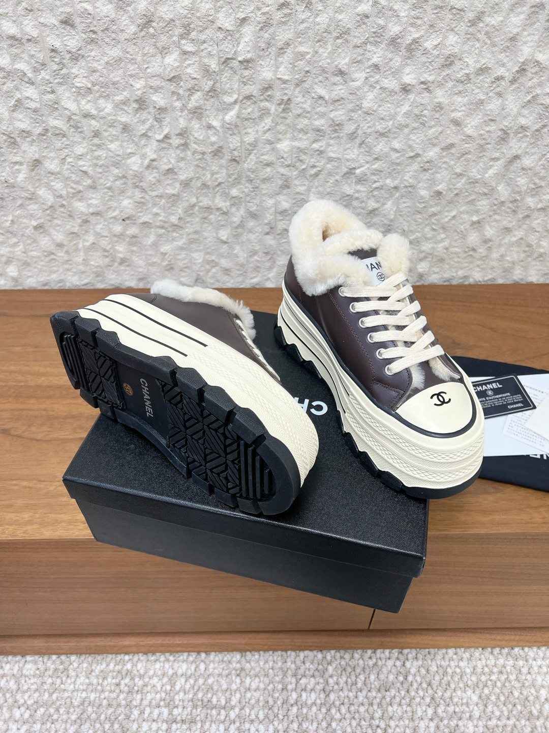シャネル ローファー レディース メンズ 兼用 軽量 保温 通勤 スニーカー 黒 ホワイト - 画像 3