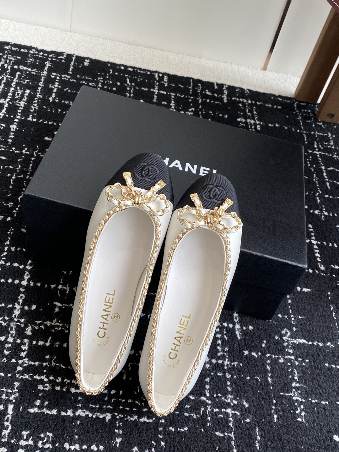 シャネル フラット レディース メンズ兼用 通勤 通学 北欧風 レトロ 黒 白 36C ｜ 36C - 画像 4