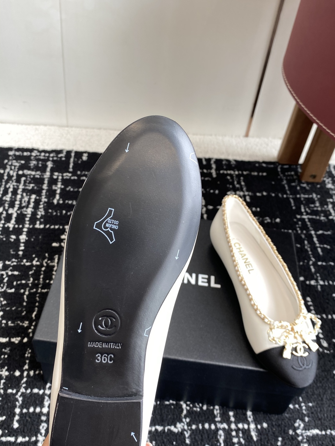 シャネル フラット レディース メンズ兼用 通勤 通学 北欧風 レトロ 黒 白 36C ｜ 36C - 画像 9