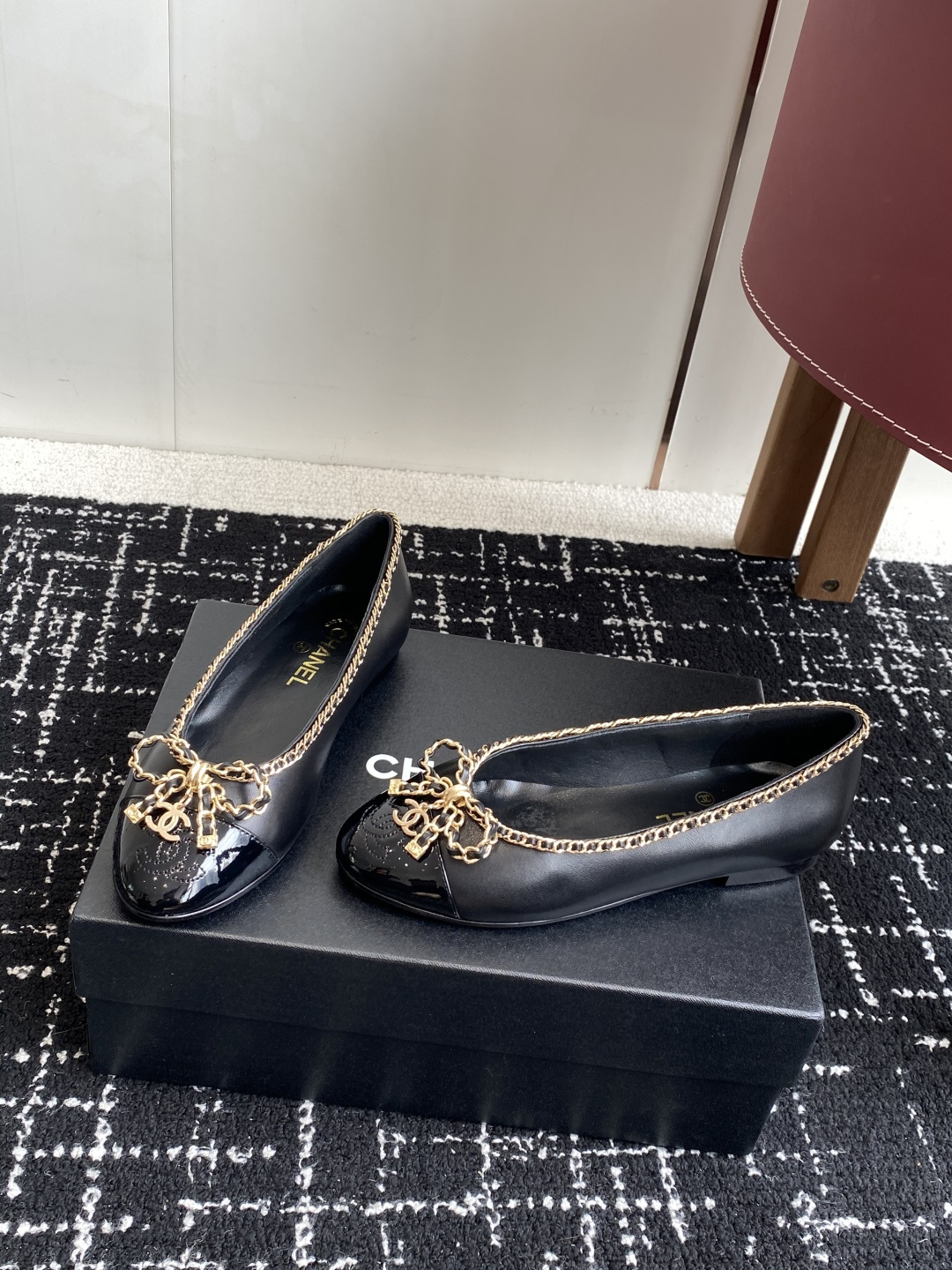 シャネル シューズ レディース メンズ 兼用 フラット チェーン バッグ プリンセス ブーツ 黒 36C - 画像 3